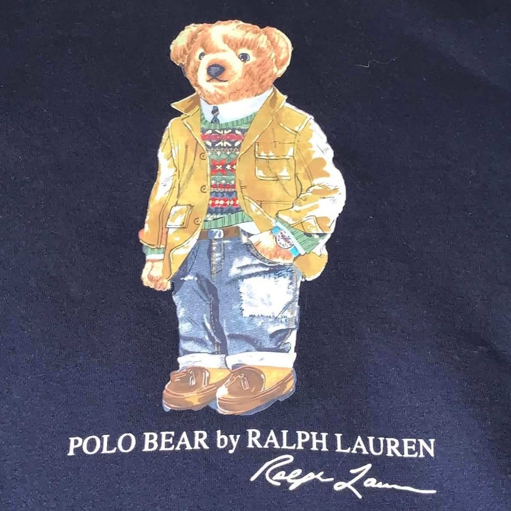 Polo Ralph Lauren Navy Blue Polo Bear Hoodie L Utility Jacket Tan Denim Gorpcore